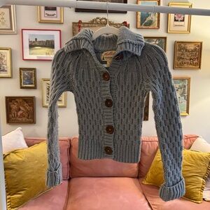 Hollister Blue Cable Knit Women's Cardigan